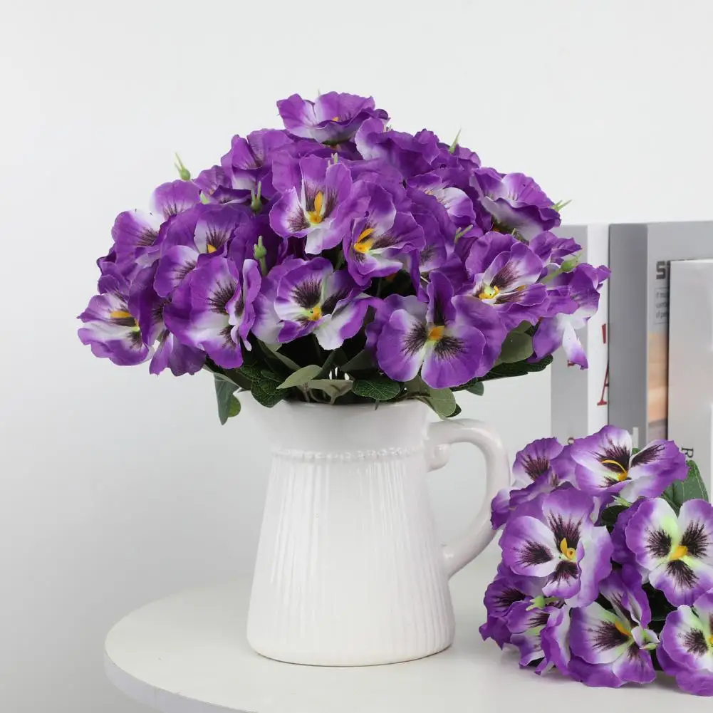 زهور بانسي اصطناعية مقاومة للأشعة فوق البنفسجية زهور صناعية قابلة لإعادة الاستخدام حزمة زهور بانسي صناعية لمزهرية حديقة الشرفة فناء داخلي وخارجي