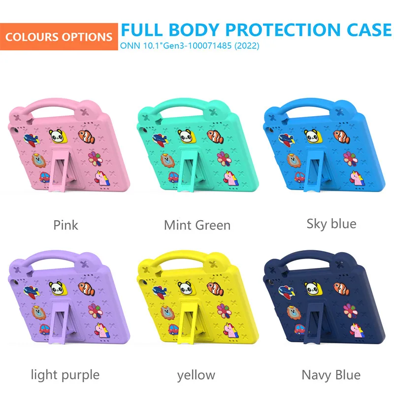 For Walmart ONN 10.1 Inch Pro Gen 3 2022（Model:100071485) Cute Cartoon Pattern Kids EVA Stand Case With Hand Holder Tablet Cover