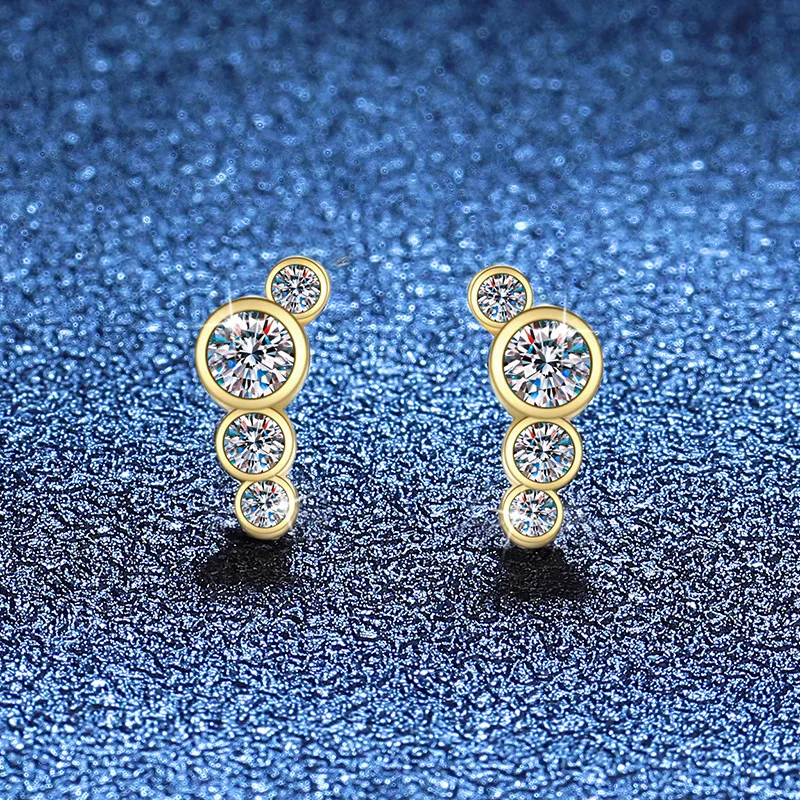 

Moissanite Earrings Platinum PT950 18K Gold Earrings in Style Japanese and Korean Minimalist 0.32carat Moissanite Earrings