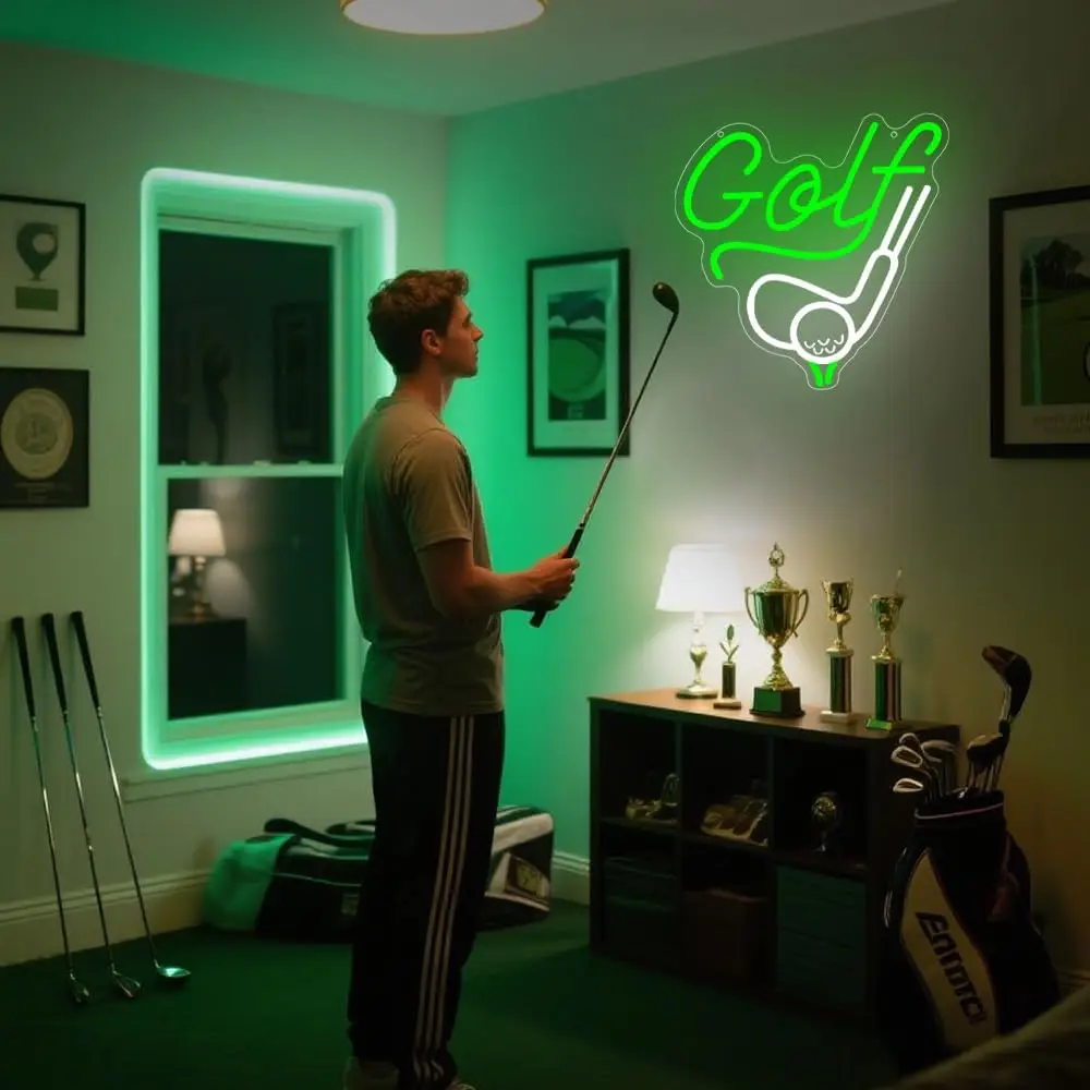 جولف النيون الرياضة عكس الضوء LED ضوء النيون ل ماستر كرة جولف بار مكتب غرفة نوم نادي رجل كهف ديكور هدية USB عكس الضوء #6