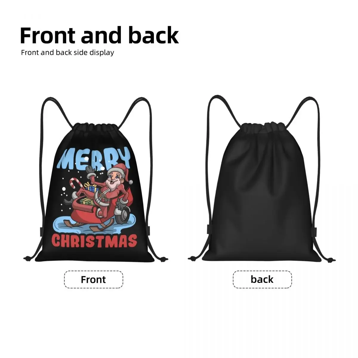 Mochila de almacenamiento con cordón para hombre y mujer, bolso deportivo con diseño divertido y personalizado de Papá Noel, ideal para guardar en el gimnasio, Feliz Navidad