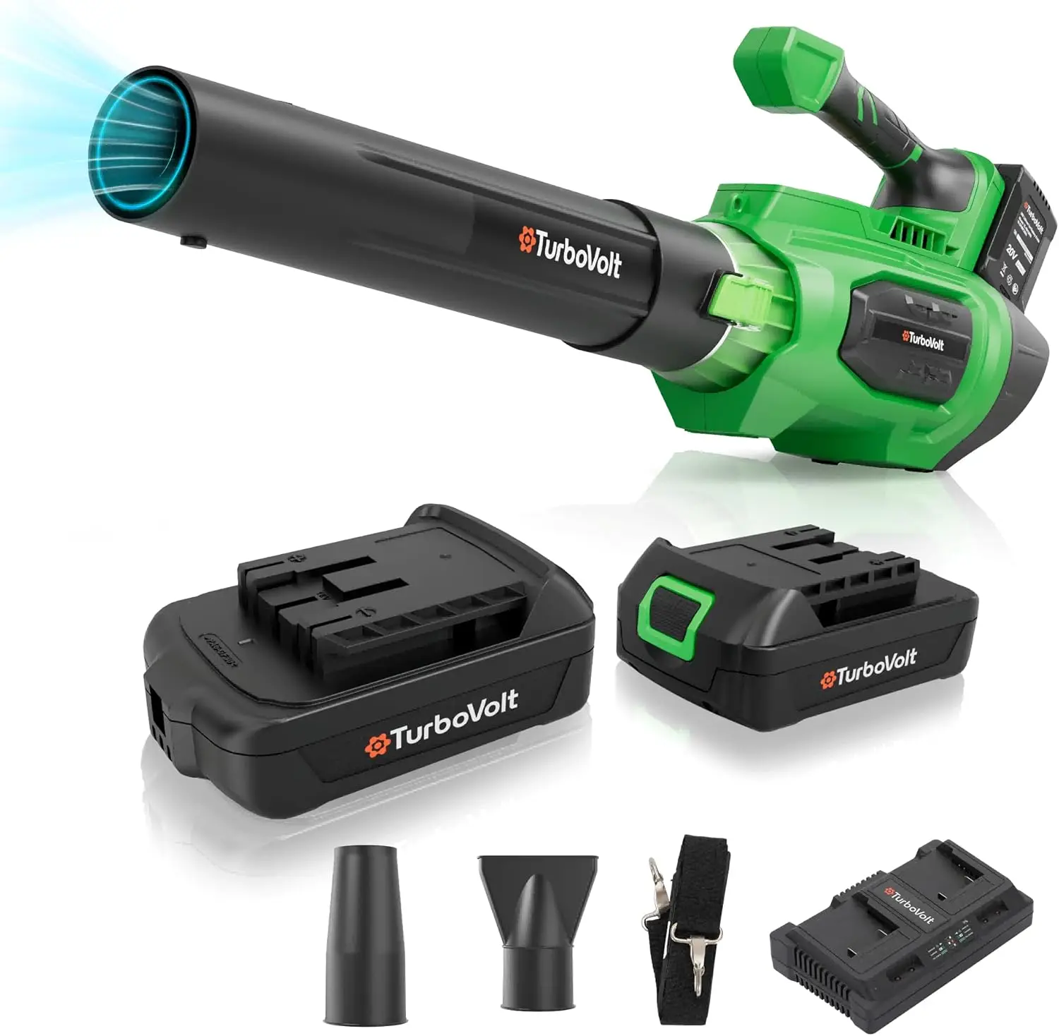 

40V Cordless Leaf Blower, 620CFM 150MPH Brushless Motor, Dual Batteries, 4-Speed Turbo, Lightweight for Yard Care