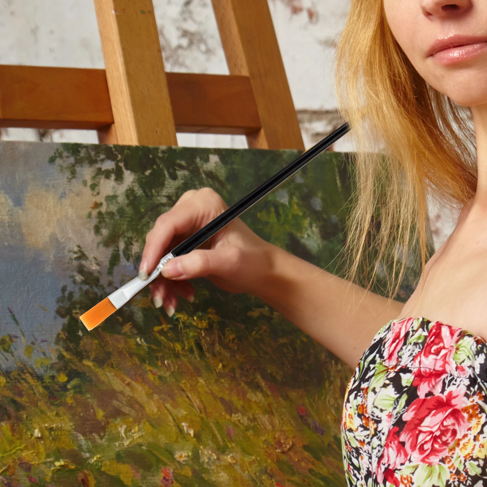 

200Pcs Flat Tip Paintbrush Set Durable Nylon Hair Painting Brushes for Acrylic Watercolor Oil Canvas Art Supplies