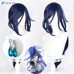 Fontaine Clorinde Cosplay Wig 80cm Blue Mixed Cosplay Wig Heat Resistant Synthetic Wigs Halloween Party Anime Wig