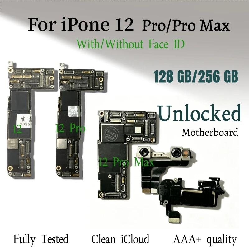 Unlocked For iPhone 12 Pro Max 12Pro Motherboard Support ios Update With/Without Face ID Clean ICloud Logic Board Mainboard