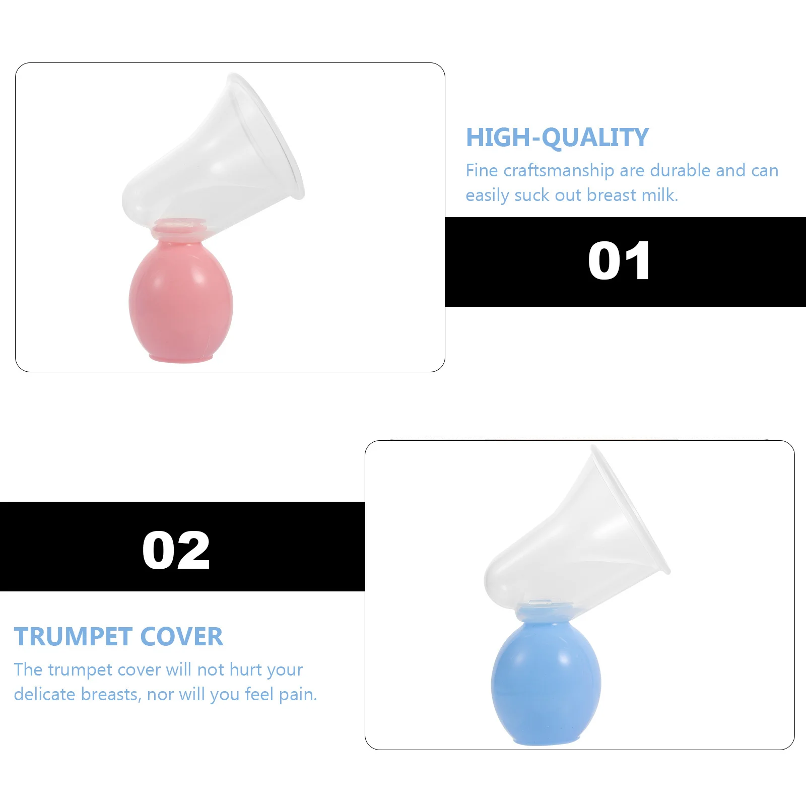 

2Sets Pump Manual Breastmilk Portable Breastfeeding Supplies Milk Pump Painless Quiet Suction Tool for New