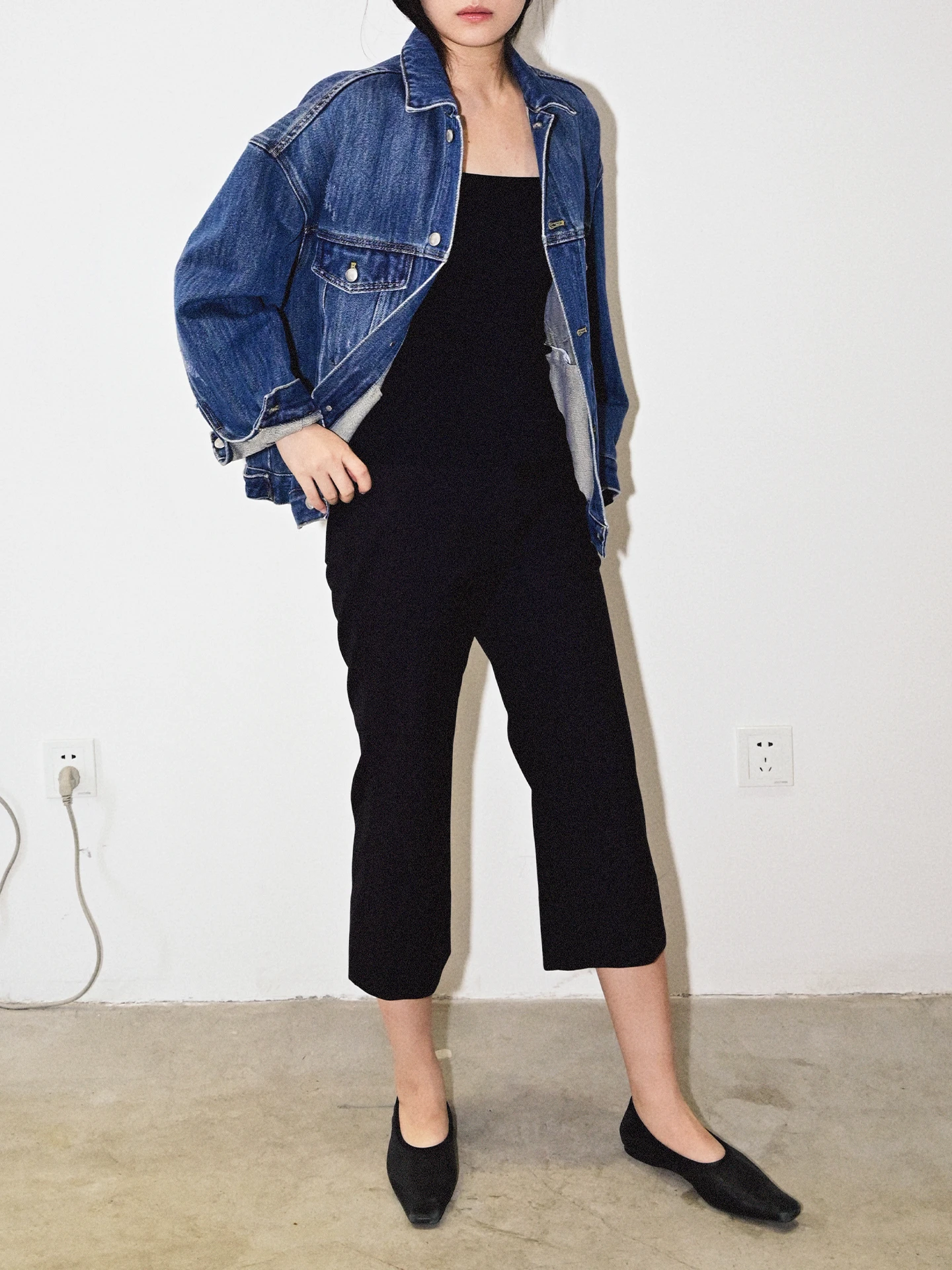 

Женские повседневные брюки Blue Studios 026 свободного кроя с высокой талией, прямые, черные, утягивающие, универсальные, длиной 7/8