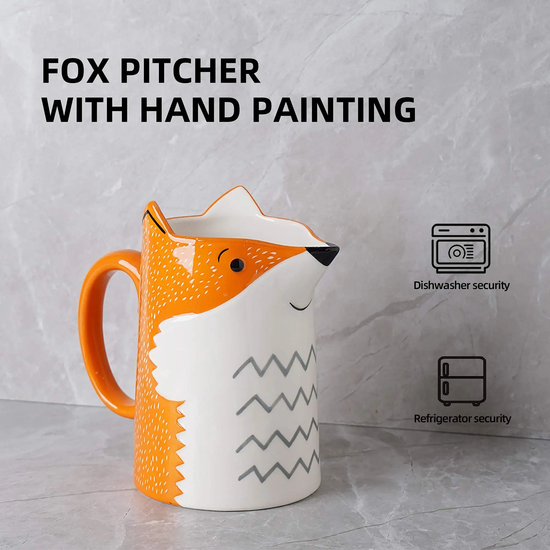 Imagem -03 - Jarro de Água Cerâmico Pintado à Mão 3d Fox Carafe Garrafa de Leite para Casa Suco de Água de Limão Gelado Leite Quente e Chá