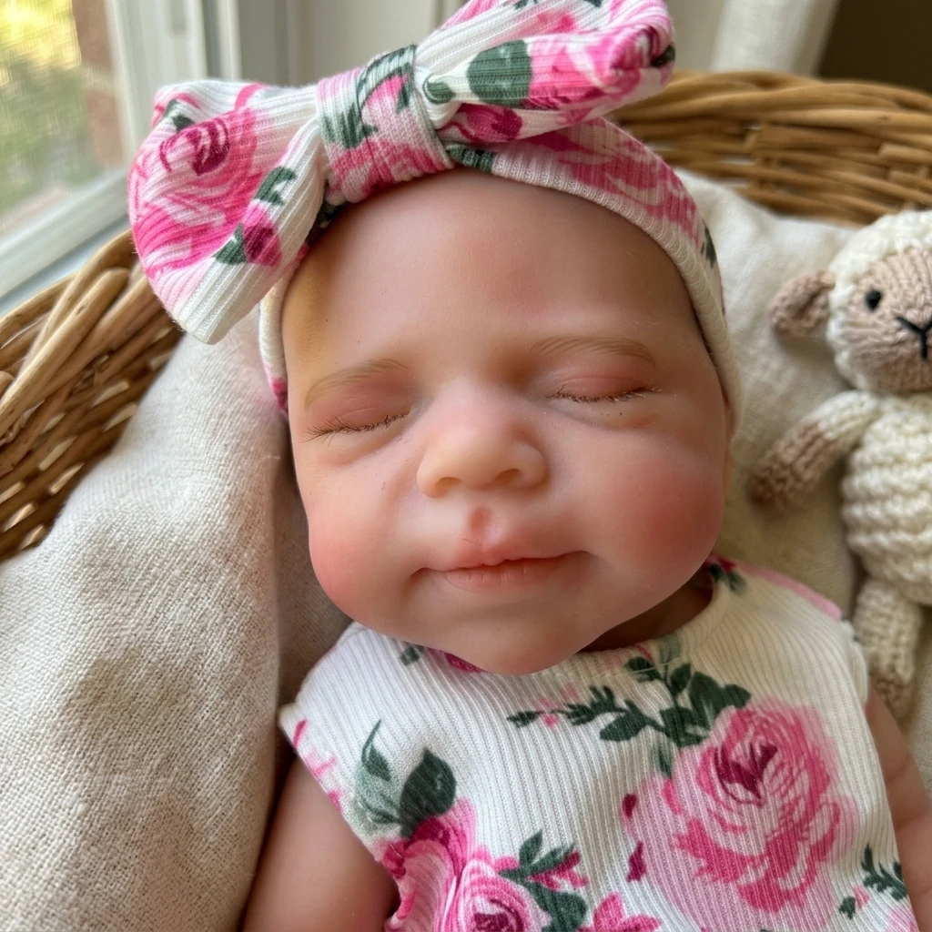 13 Inch Pascale Solid Silicone Newborn Baby Doll Toy Handmade 3D Painted Skin Newborn Baby Doll Toy