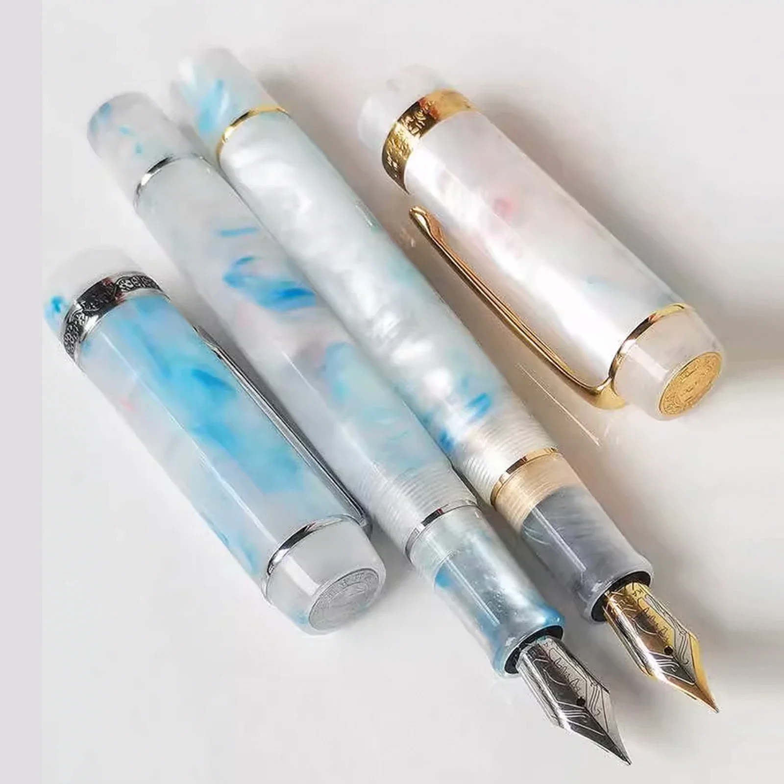 New Kaigelu 316 Century Tofu Acrylic Fountain Pen EF/F/M Iridium nib ink Pen with screw Cap Silver Golden clip Office Stationery