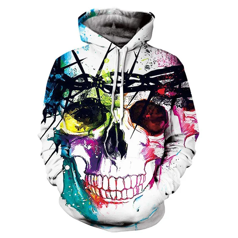 

Horror Skull Graphic Hoodie Men Clothing 3D Goth Skeleton Printed New in Hoodies Women Harajuku Polyester Pullover Sweatshirts