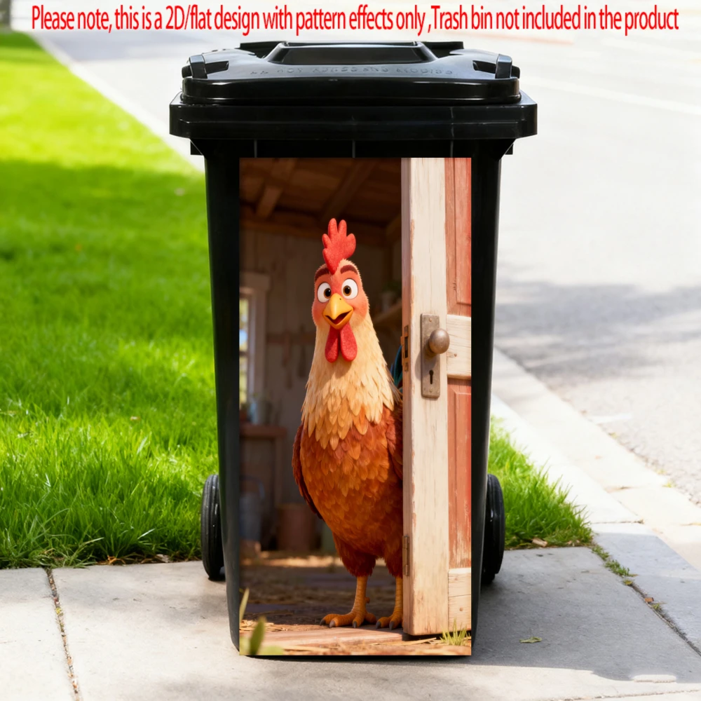 

Wooden Door Rooster Design Animal Trash Can Sticker Bin Stickers Self Adhesive Wallpaper Home Wall Art Kitchen Decoration