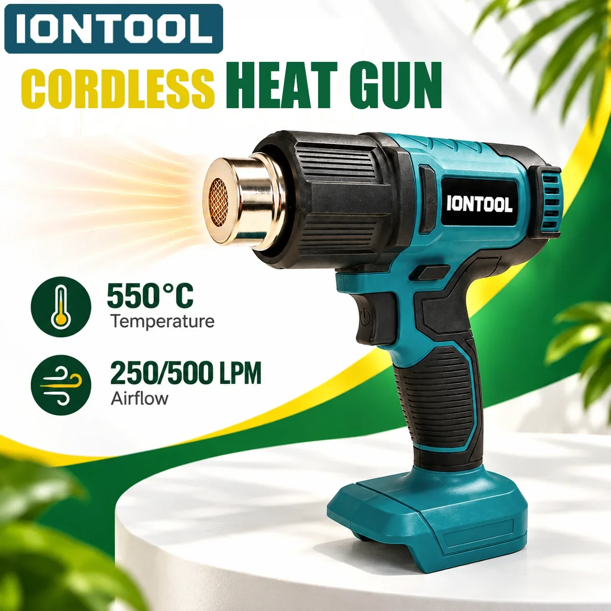 IONTOOL Cordless Heat Gun 550℃ For Home Window Tinting and Car Wrap Installation and Bumper Repair and Headlight Restoration