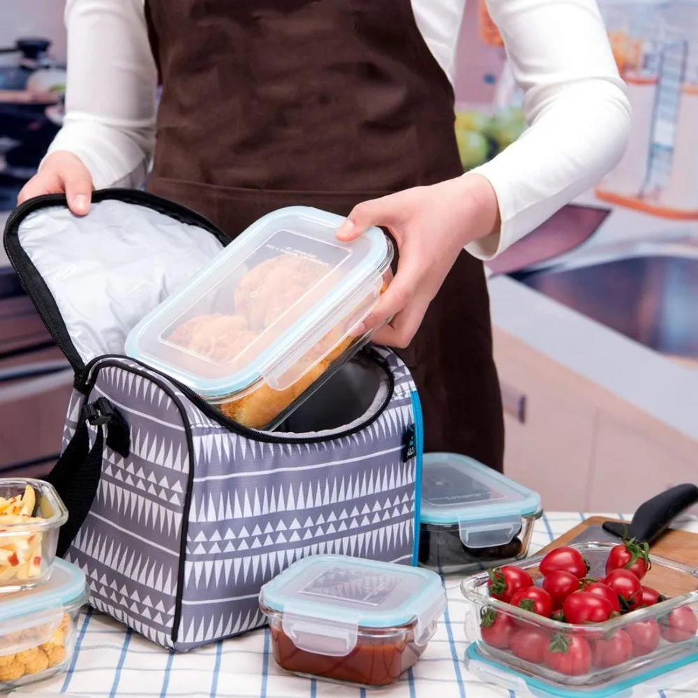 Set Wadah Penyimpanan Makanan Kaca 18 Buah dengan Tutup, Bebas BPA & Anti Bocor, Aman untuk Microwave & Oven, Persiapan Makanan