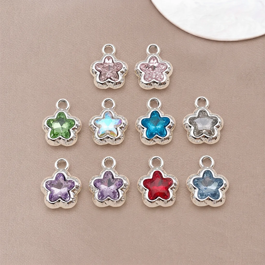 5/10 Stück 15x12mm Fünfzackiger Stern Zirkon-Anhänger Verbinder DIY Schmuckzubehör für Halsketten, Armbänder und Ohrringe