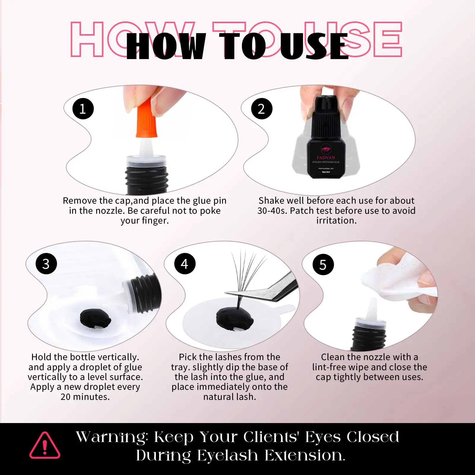 FADVAN まつげエクステグルー 0.5秒～1秒速乾 ホールド7～8週間 5ml 防水 クラシックボリュームプレメイドラッシュ用