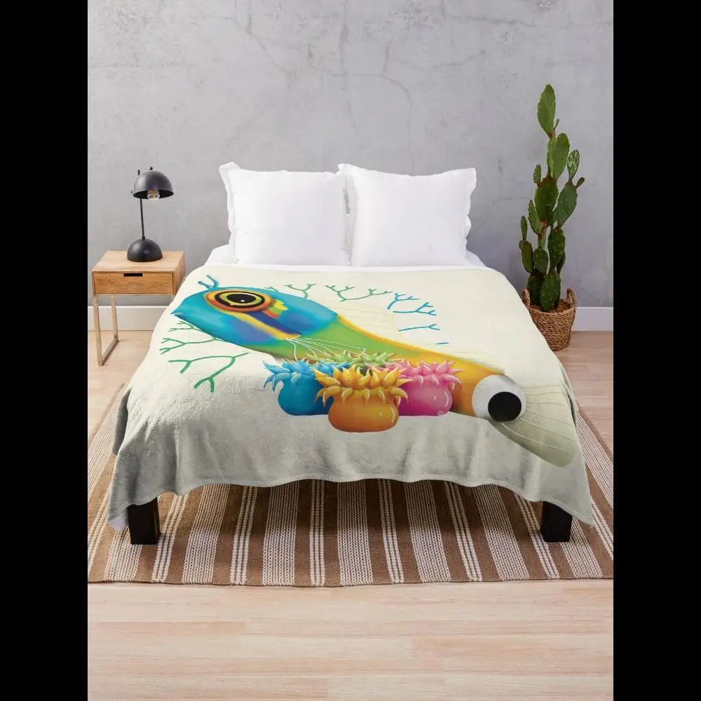 

Tailspot Blenny Fish Throw Blanket Soft Cozy Plush for Couch or Bed Unique Ocean Animal Design Home Decor