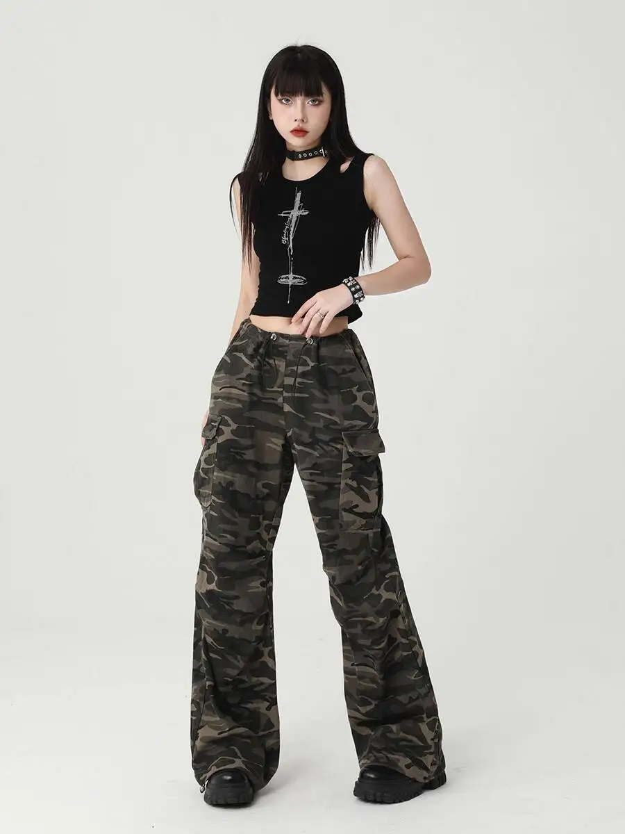 

Готический панк-жилет, женский топ на бретелях, лето 2029, укороченный топ Ghosty Gothic Y2K, сладкий пряный топ-карго без рукавов для верхней одежды