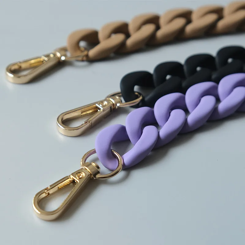 Neue modische Damenhandtaschen-Accessoire-Kette, matt, lila, schwarz, beige, Harz-Kette, mattierter Riemen, Damen-Clutch, Schultertasche, Kette – Detail 6