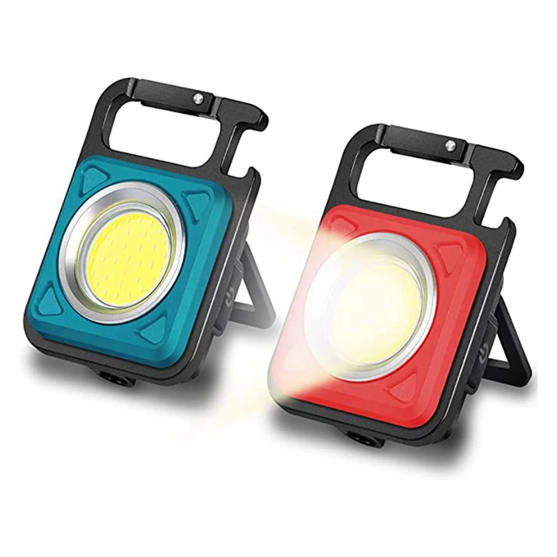 

2 Pcs Multi-Functional Mini COB Key Chain Work Light, Suitable For Hiking, Camping, Survivals And Emergency.