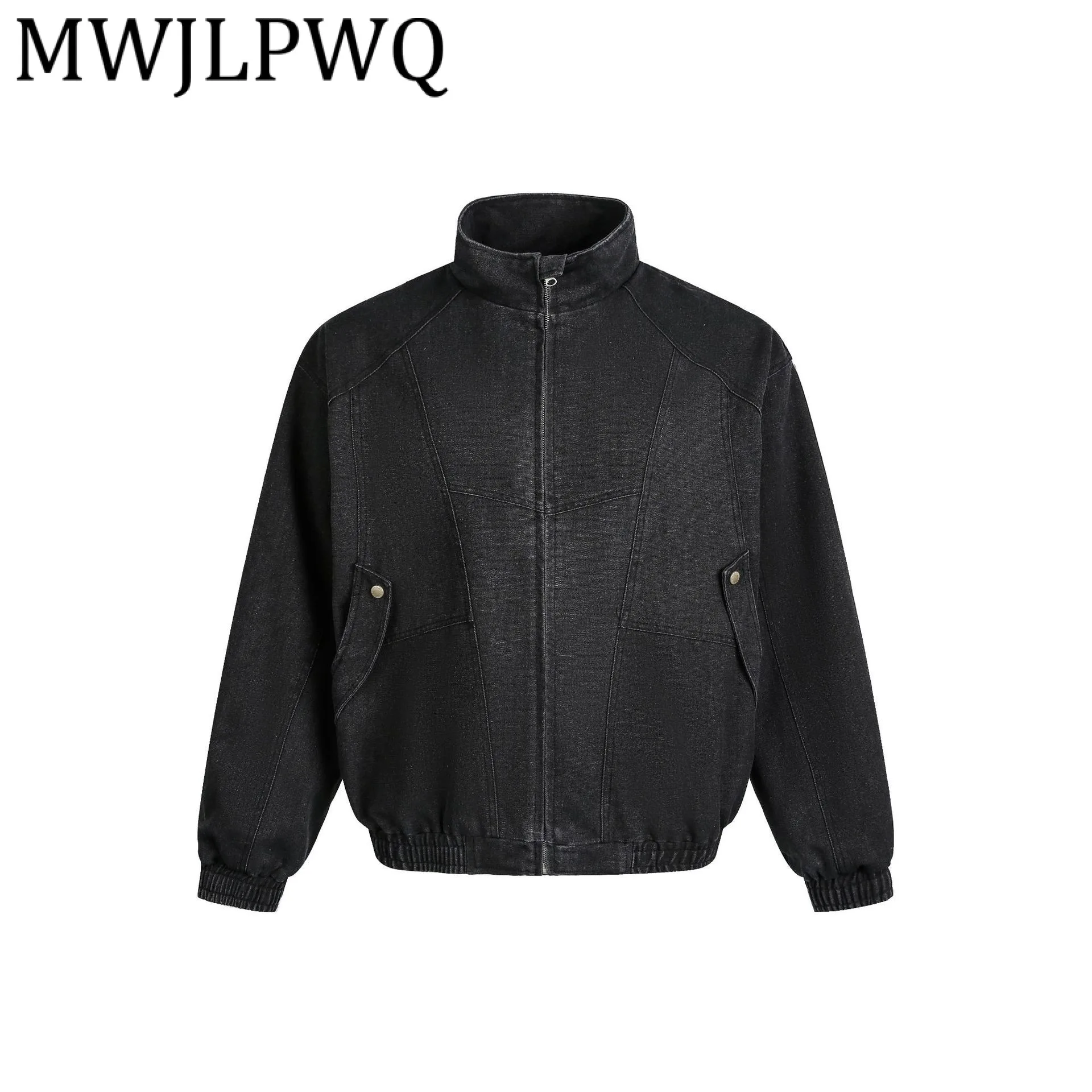

MWJLPWQ Modish American Street Unique Split Jacket Male Deconstructe Stand Collar Casual Coat 2025 Autumn New Fashion21608