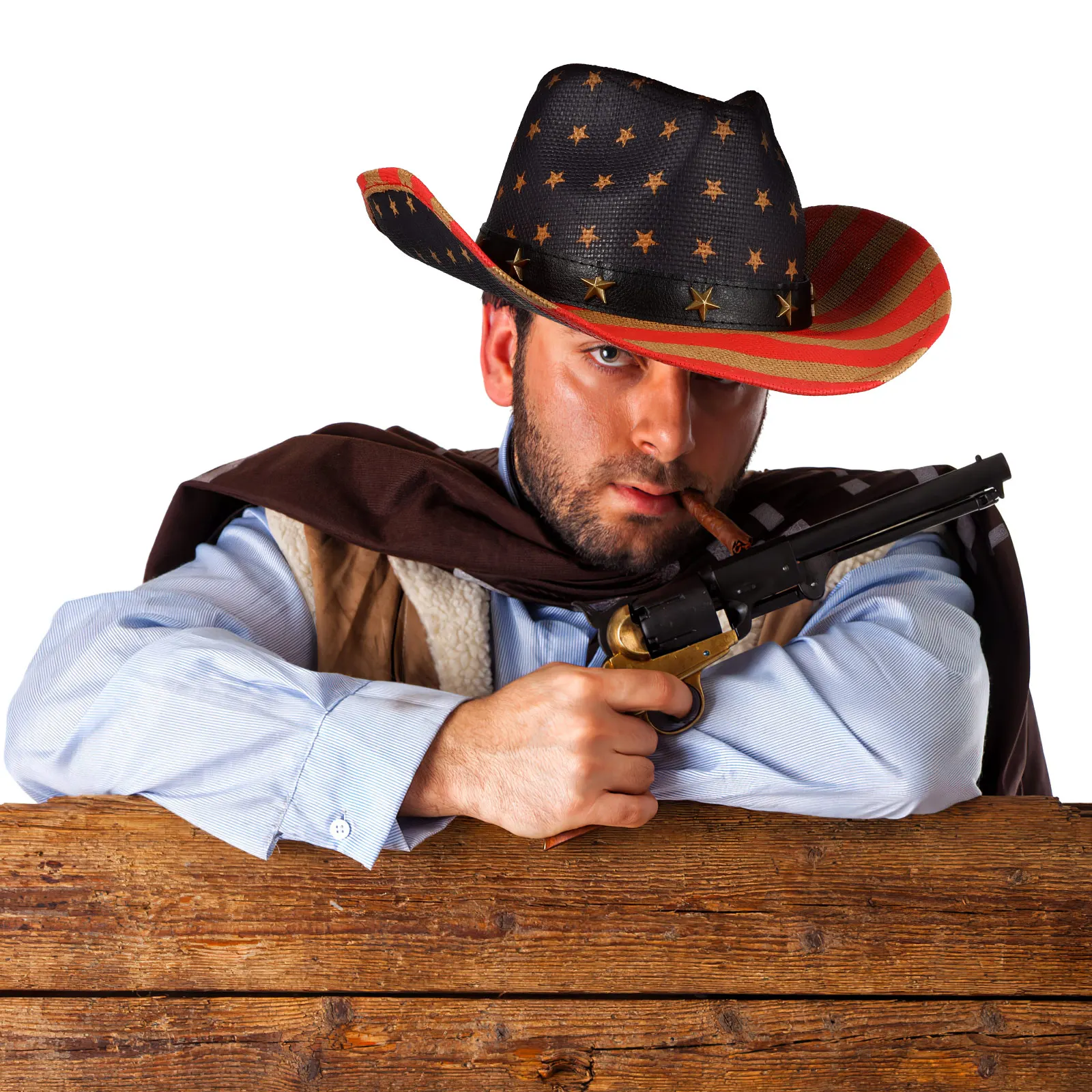 

1pc Cowboy Straw For Men Women Unisex Classic Retro Sun Hat Multi-Functional Decorative Stage Costume Performing Hat Party Bbq