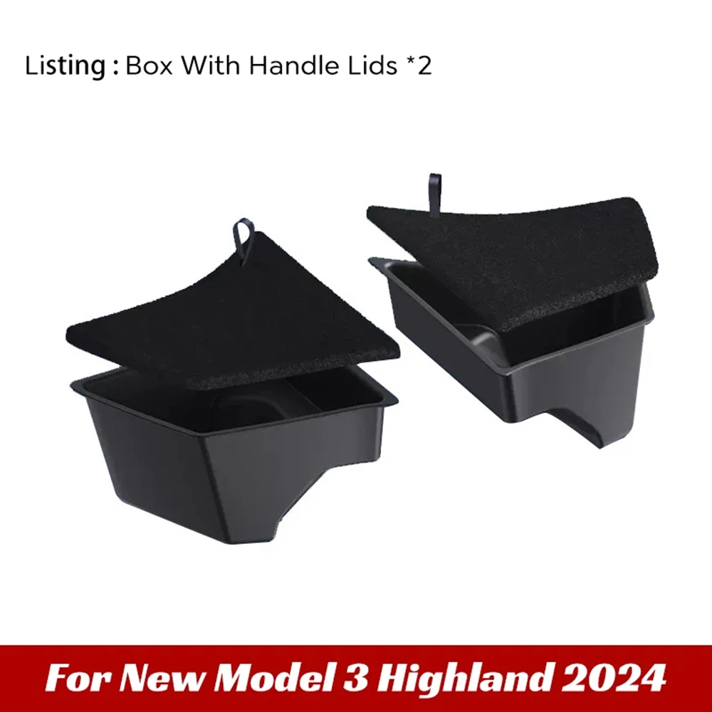 

for Tesla Model 3 Highland 2024 Rear Trunk Left Side Storage Box with Cover Tail Boot Organizer Partition for Model 3+