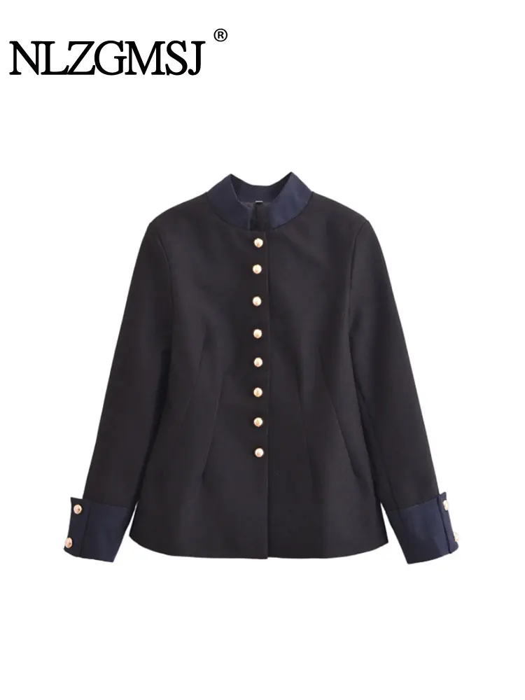 

2025 Spring Women's Vintage Jacket Solid Stand Collar Coat Casual Long Sleeve Jackets for Women Elegant New Outerwears