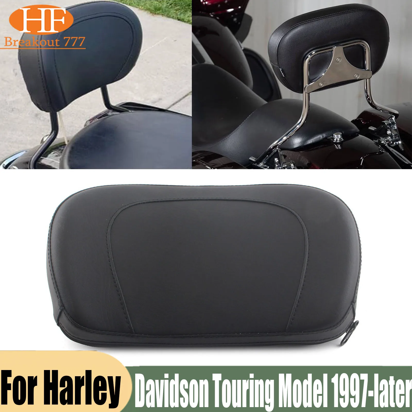 For Harley Davidson Touring Model 1997-2024 PU Leather Sissy Bar Backrest Pad
