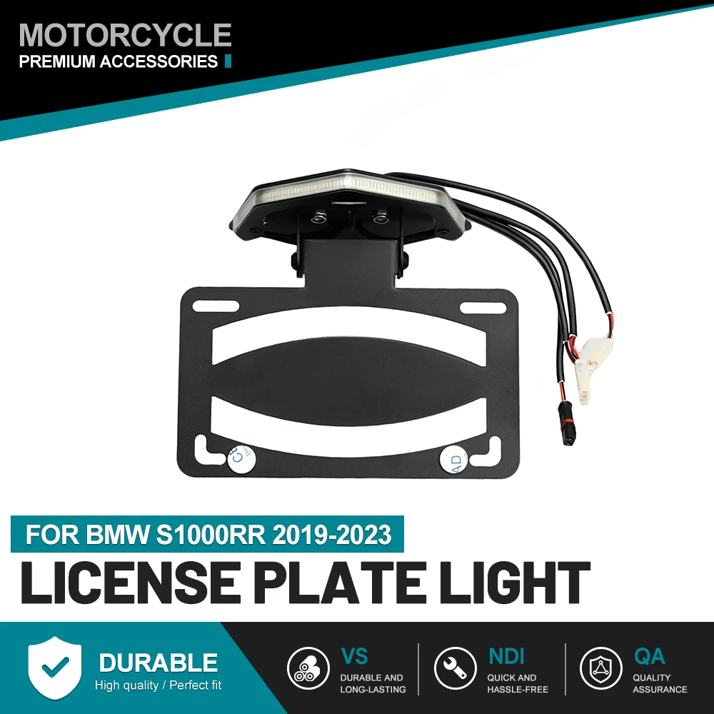 Fit for BMW S1000RR 2019-2023 Integrated License Plate Bracket with Built-in LED License Lamp & Plug-and-play Wiring Harness