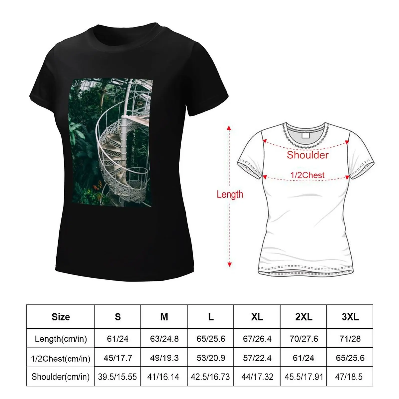 Spiral Staircase in Botanical Garden - Green Plants T-Shirt shirts graphic tees Blouse western t-shirt dress for Women