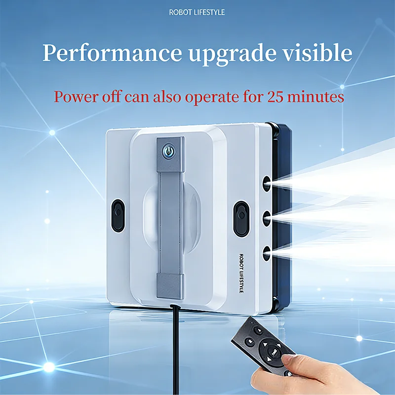 Robot Window Cleaner with 100ml Water Tank 6 Water Outlets 5200Pa Suction for Glass Wall Wooden Door Mirror Automatic Home Robot