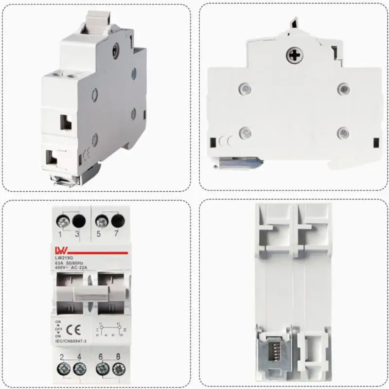 2P 40A 63A MTS Dual Power Manual Transfer Interlock Circuit Breaker Din Rail Isolating Discounnecting Switch