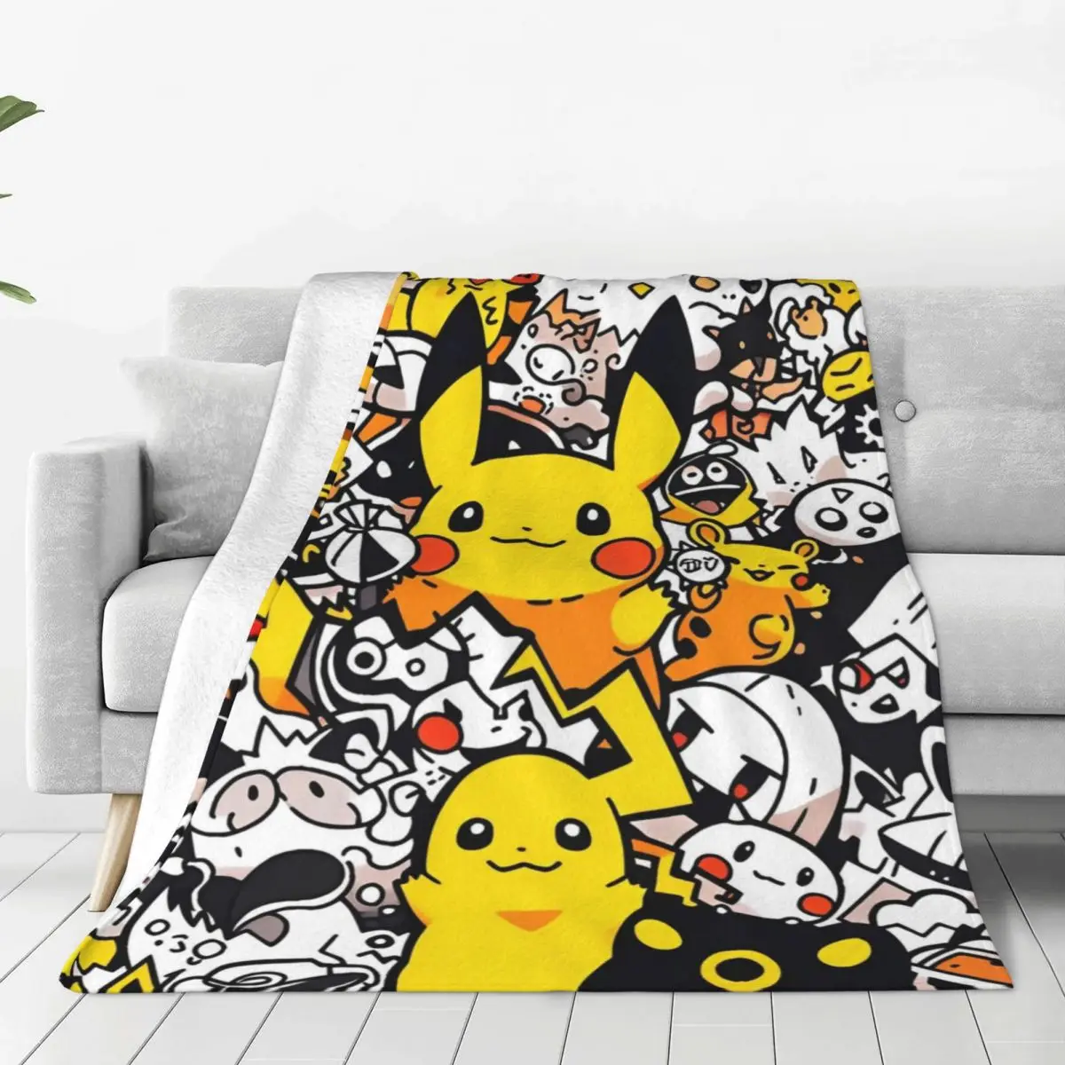 Pokemon Pikachu Anime Blankets Cute Cartoon Game Flannel Vintage Warm Throw Blankets for Home Spring Autumn Car