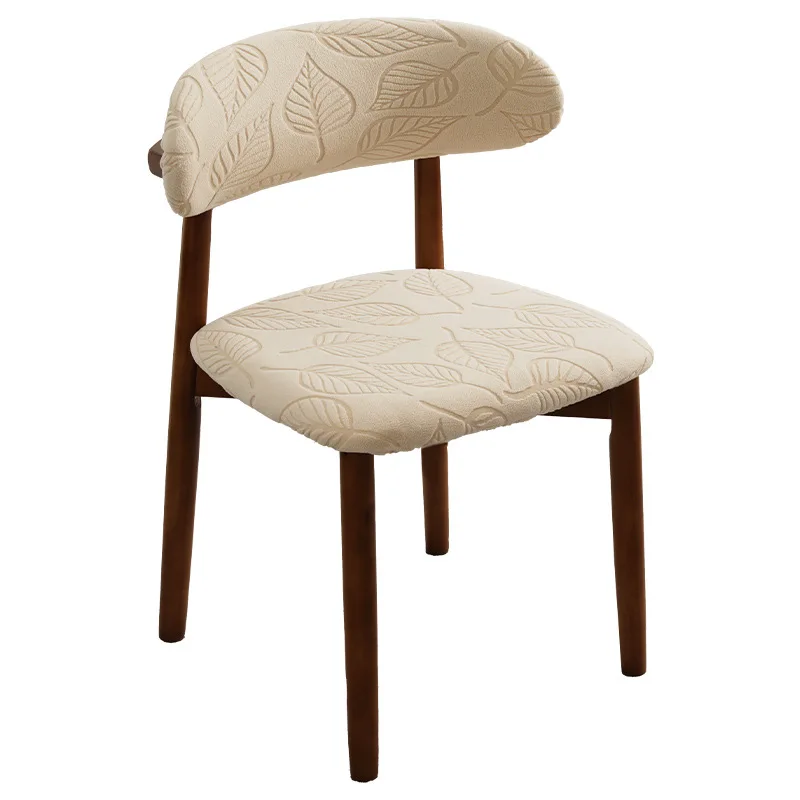 Curved Backrest Dining Chair Cover Elastic Jacquard Wooden Armless Chair Dust Protector Split Type Home Chair Slipcovers﻿