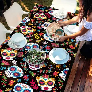 Meksika dia de los muertos masasının masa örtüsü, meksika festivalinin dekorasyonu, ölüler günü, kafatası, şeker, masa örtüsü, mutfak dekoru, yemek odası masası havluda en çok satılan 8 meksikalı-7 numara