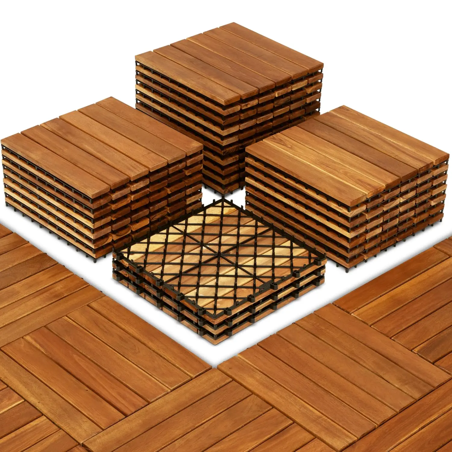 27 Pcs Premium Hardwood Interlocking Deck Tiles 12