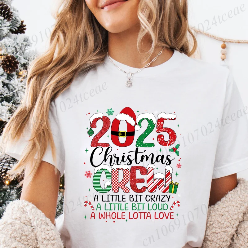 New Fashion Men's T-shirt Family Christmas Crew 2025 Print Tshirt Female Male Short Sleeve Shirts  Xmas Group Casual Tee Clothes