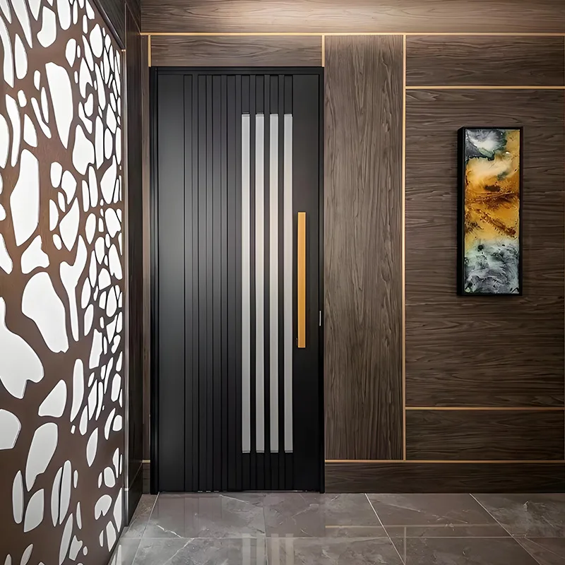 Source manufacturer New Chinese-style suite door Cast aluminum hotel apartment Grille villa door Customized glass anti-theft