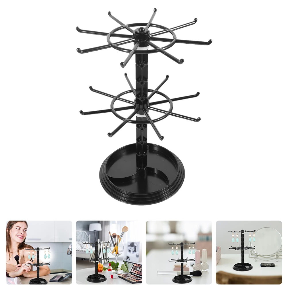 

2Pcs Hanging Jewelry Display Rack Rotating Double Layer Organizer Stand Earring Holder Storage Accessories