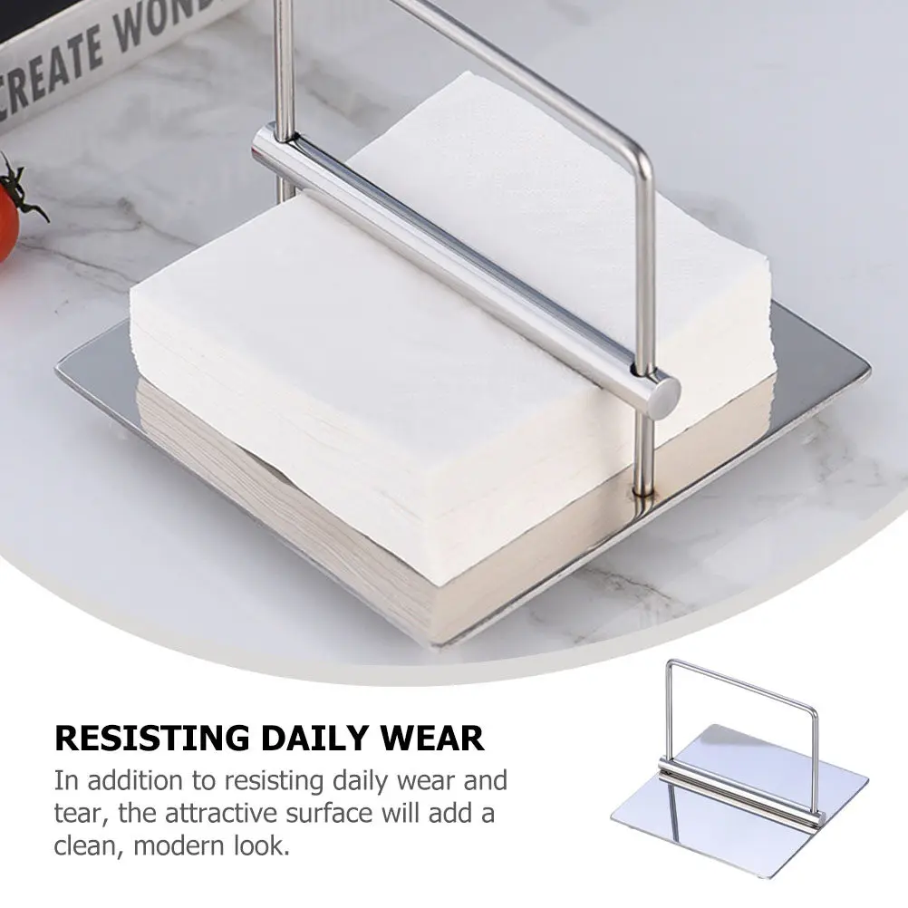 

1 шт. Подставка для салфеток из нержавеющей стали, серебристая, для бумажных полотенец, для отелей, ресторанов, кухонь, с устойчивым противоскользящим основанием