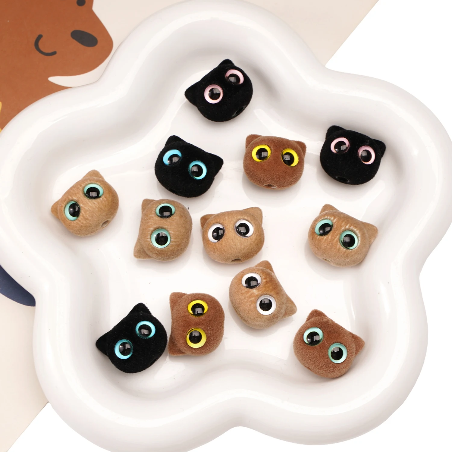 19x17mm 1pc/bag Cute Beads Cat Owl Beaded Resin Cartoon Loose Spacer Beads for Jewelry Making DIY Pendant Accessories image 3