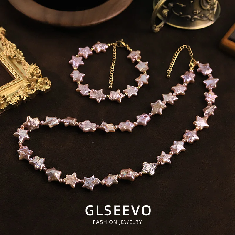 Handmade Design: A Purple Baroque Pearl Necklace Bracelet Set A Unique And Versatile Piece Of Jewelry