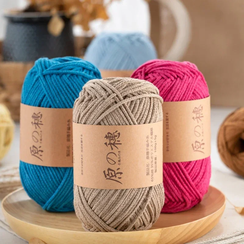 

3pc/100g/roll 65% Cotton 35% Polyester Linen Thread Crochet Yarn Hollow 2mm Yarn Round Strand Coarse Linen Thread for Bag Thick