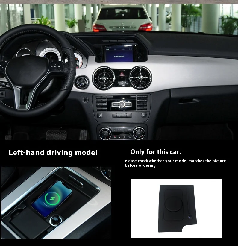2 din The Least For Mercedes Benz GLK Class X204 2008–2015 Car center console phone charger fast wireless charger plate holder