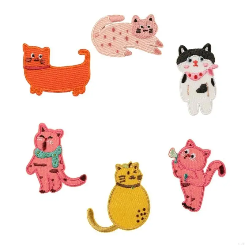 6 pezzi Applique patch da ricamo patch gatti ferro patch cucite patch y08e