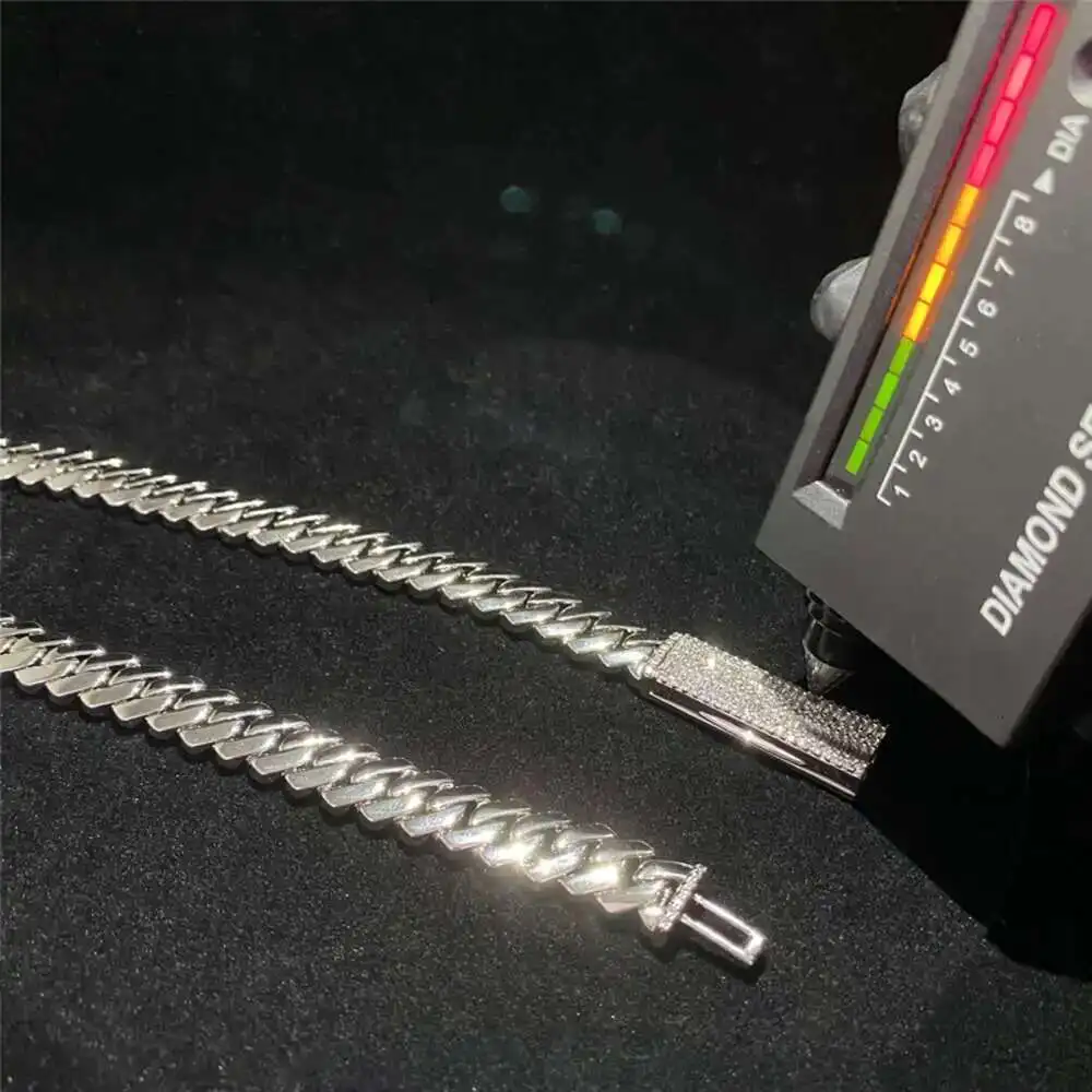 

Moissanite Clasp Lock 10mm Miami Cuban Link 925 Sterling Silver Diamond Cuban Link Chain Hip Hop Men Jewelry Cuban Necklace