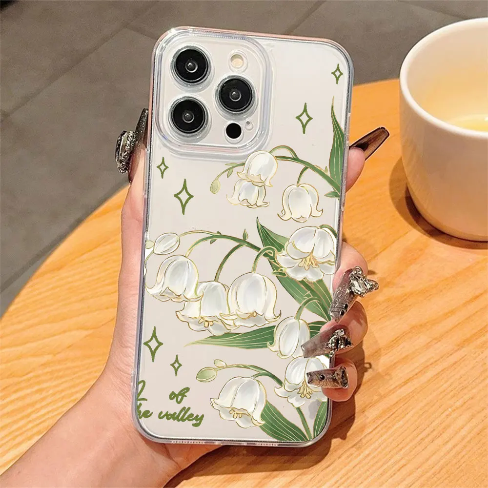 Elegant Flowers Phone Case For iPhone 11 12 13 14 15 16 17 Pro Xs Max Mini 8 7 6 6s Plus 16e 17e Air X XR Clear Non-Slip Cover view 2