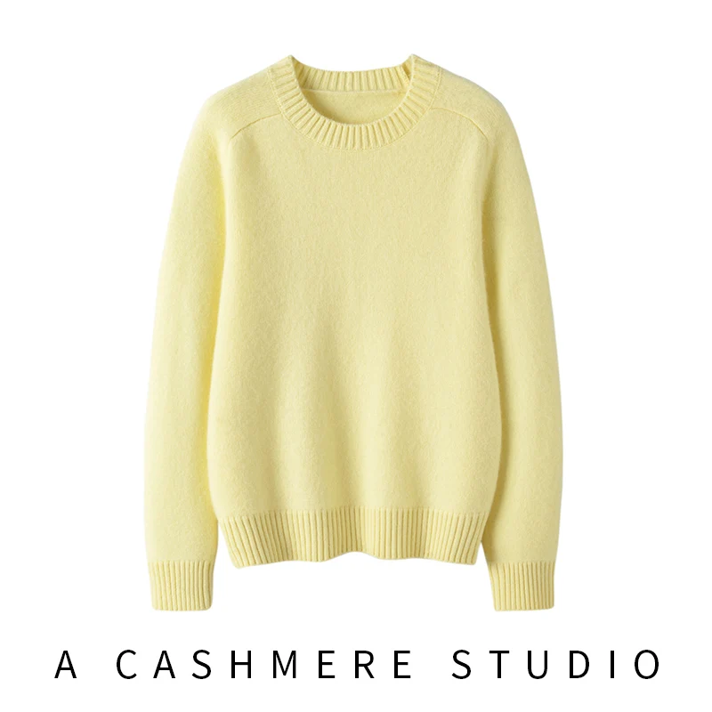 Hot Sale 2024 Autumn Winter New 100% Cashmere Sweater O-Neck Women's Thicken Warm Pullover Female Loose Knit Jumper Basic Tops