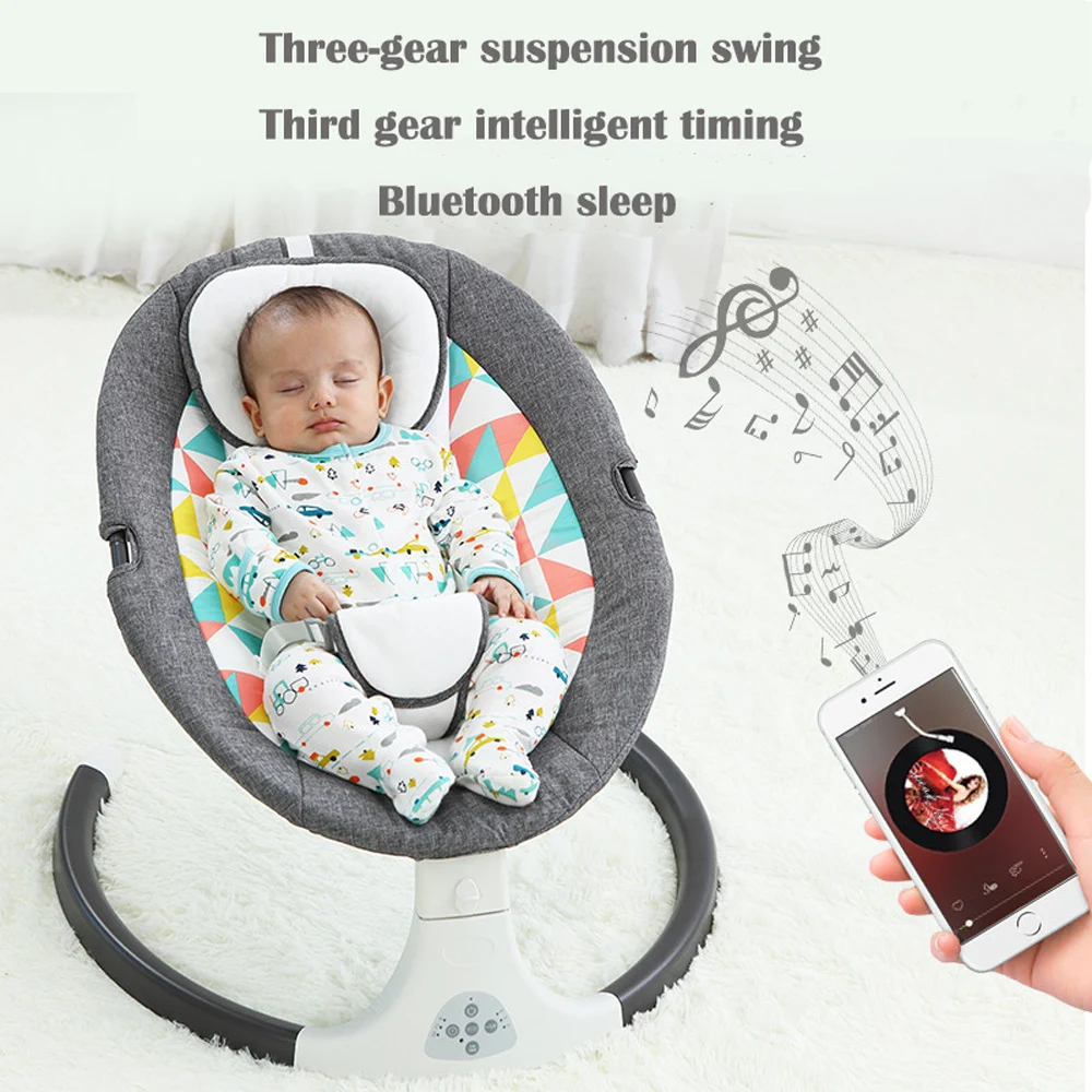 Hot Sale Baby Bouncer Elegant Kids Chair Baby Rocker Baby Rocking Chair with Music Bluetooth Remote Control